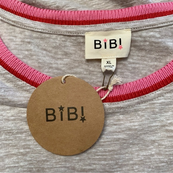 BiBi oatmeal heather long sleeve top with multi color knitted cuffs size XL - Picture 8 of 10